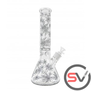 LEAF 420 DESIGN GLASS BEAKER 14inch (GLOW IN DARK)